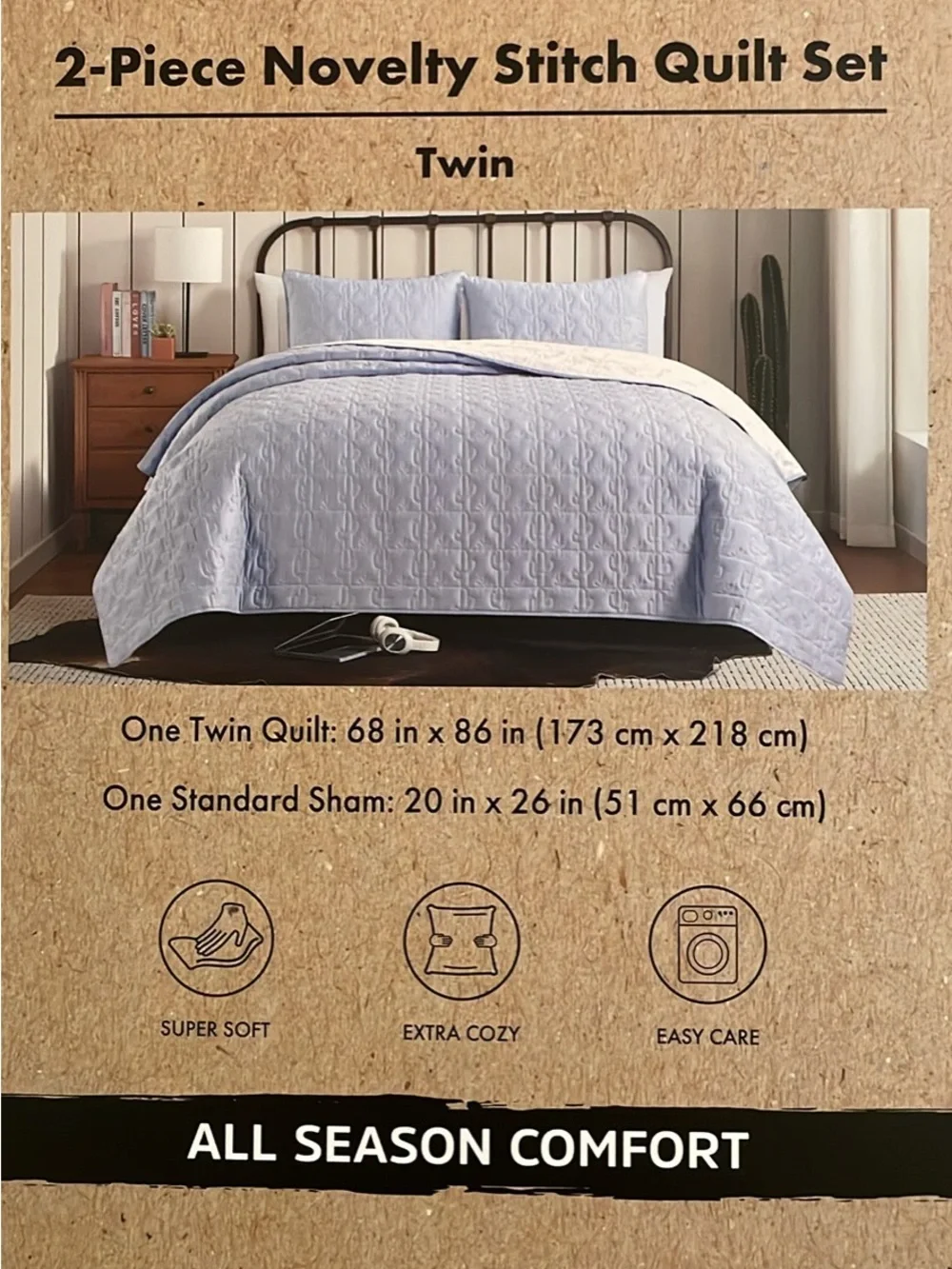 Wrangler Light Blue Twin Quilt Set